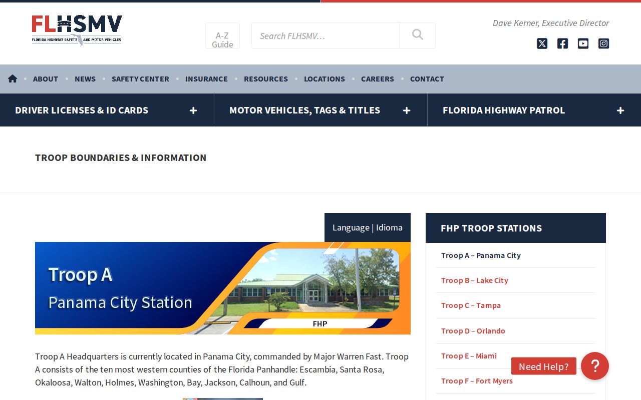 Florida Highway Patrol Troop A coverage for Holmes County