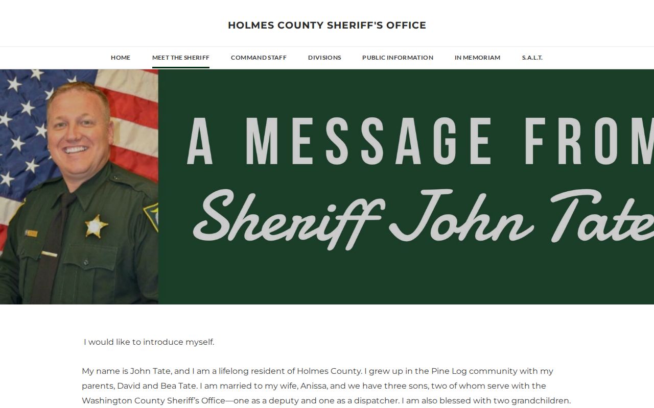 Official Holmes County Sheriff biography page