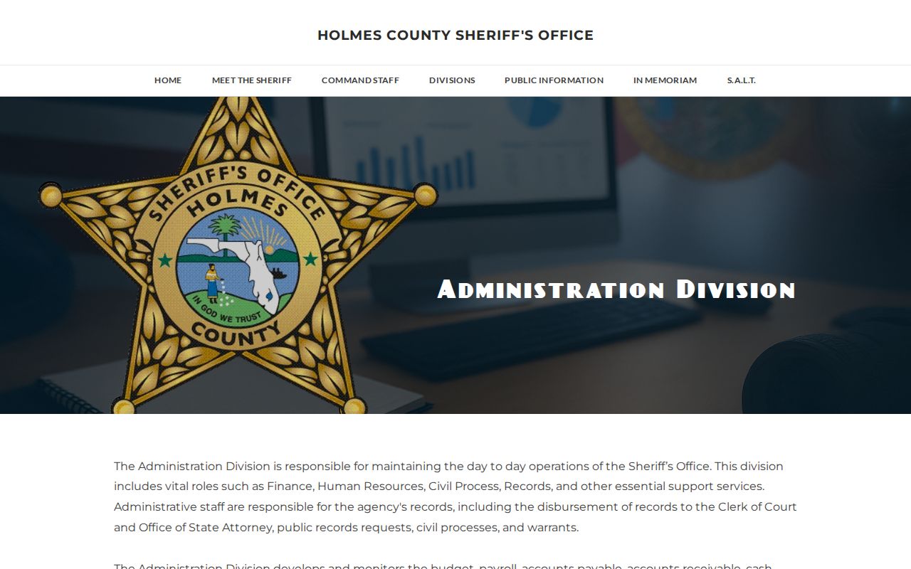 Holmes County Sheriff administration and records functions