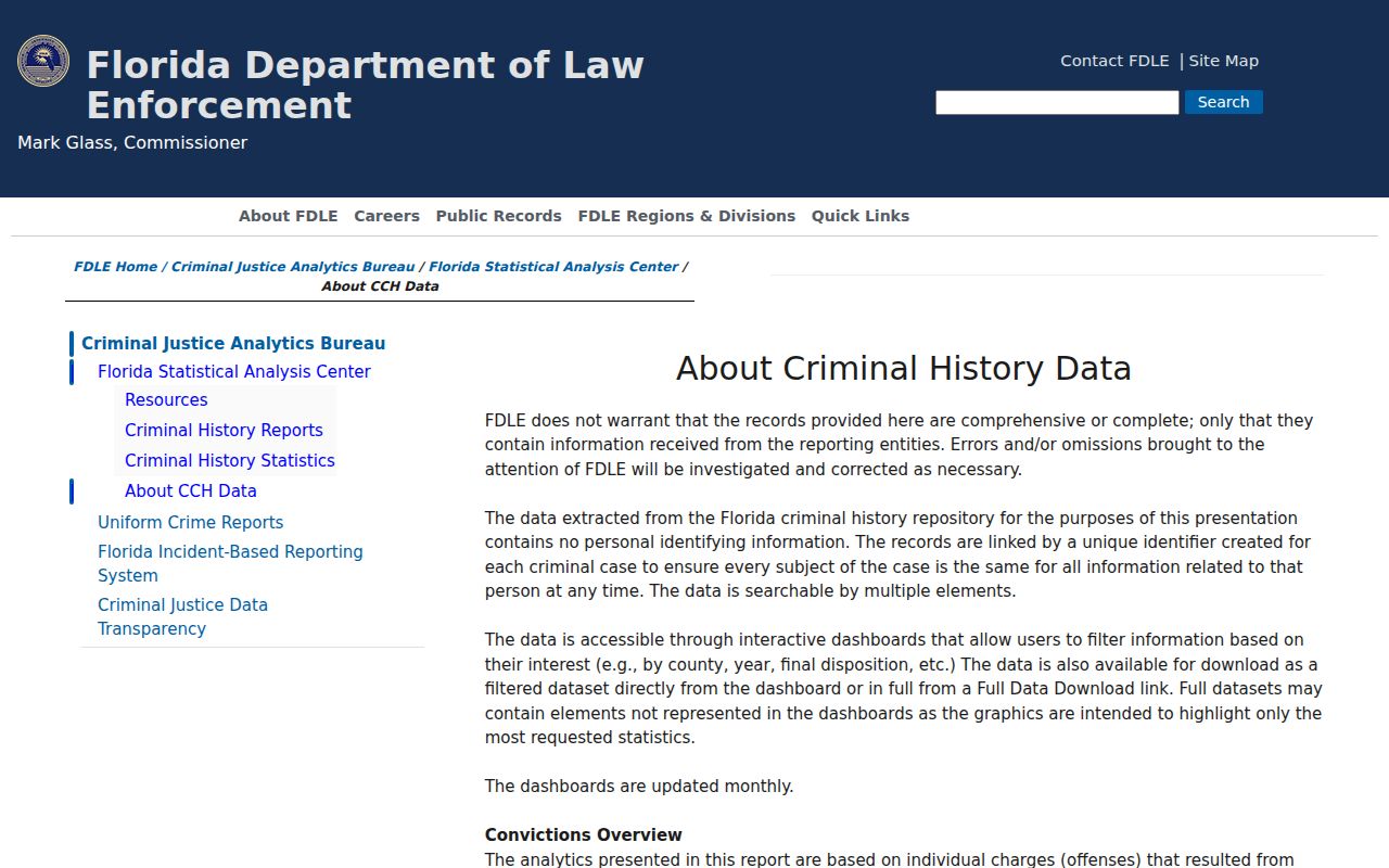 Holmes County sex offender registry data limits from FDLE