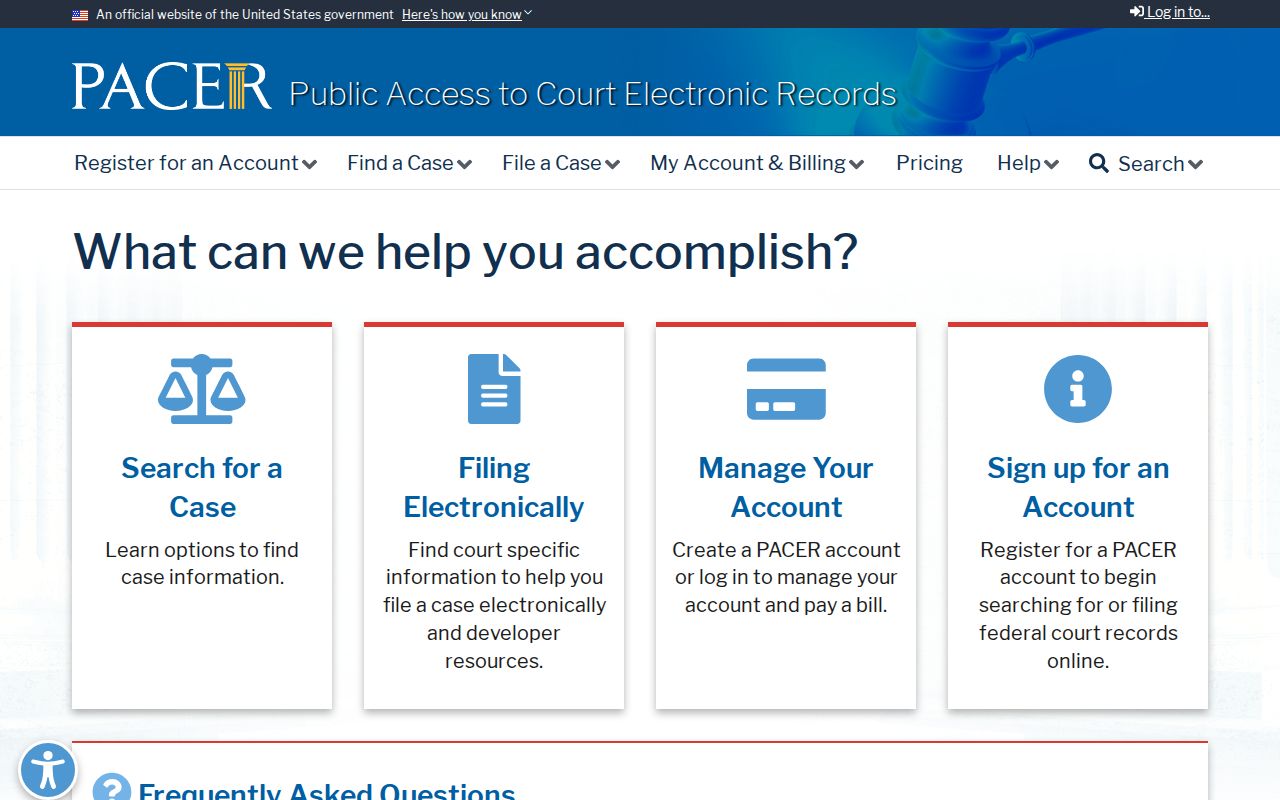 PACER federal court records access page relevant to Ponce de Leon