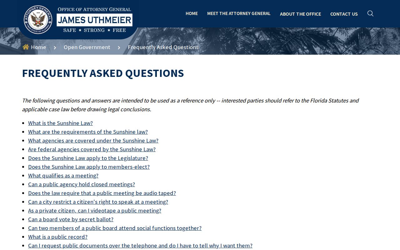 Florida public records FAQ for Ponce de Leon records requests